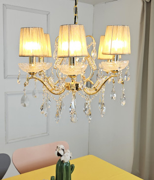 오베르 갓 6등(골드/크롬) LED식탁등 크리스탈식탁등